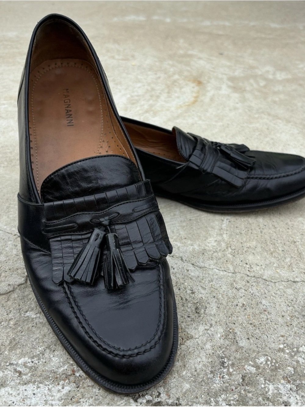Magnanni Black Leather Tassel Loafers Men’s 11 N Made in Spain